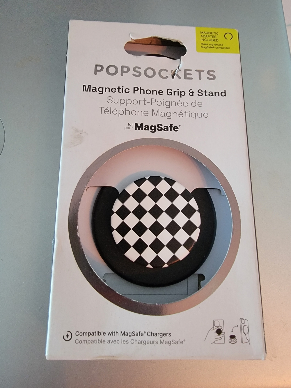 PopSocket MagSafe Phone Grip & Stand - Black and White Checker